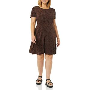Amazon Essentials Women's Gathered Short-Sleeve A-Line Floral Dress (Available in Plus Size), Dark Toffee Brown Cheetah, L Amazon Essentials Women's Gathered Short-Sleeve A-Line Floral Dress (Available in Plus Size), Dark Toffee Brown Cheetah, L