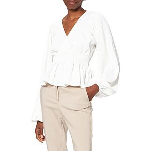 NA-KD Women's Smocked Waist Blouse, White, 18 UK NA-KD Women's Smocked Waist Blouse, White, 18 UK