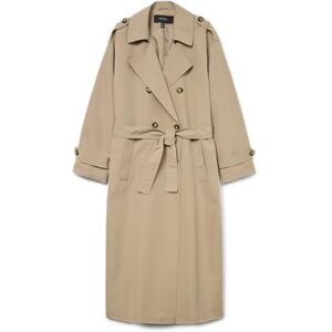 VERO MODA Women's Vmchloe Long Noos Trench Coat, Silver Mink, XL VERO MODA Women's Vmchloe Long Noos Trench Coat, Silver Mink, XL