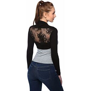 AmélieBoutik Women Lace Back Long Sleeve Cropped Cardigan Bolero Shrug, Black, Medium AmélieBoutik Women Lace Back Long Sleeve Cropped Cardigan Bolero Shrug, Black, Medium