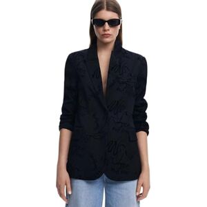 Desigual Long Beach Black Lettering Blazer Jacket 25SWEW22 Desigual Long Beach Black Lettering Blazer Jacket 25SWEW22
