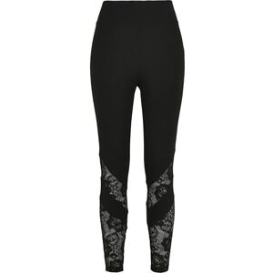 Urban Classics Women's Ladies Highwaist Lace Inset Leggings, Black, M Urban Classics Women's Ladies Highwaist Lace Inset Leggings, Black, M