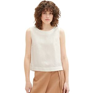 TOM TAILOR Women's Linen Blouse Top, 10315 Whisper White, 6 TOM TAILOR Women's Linen Blouse Top, 10315 Whisper White, 6