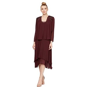 S.L. Fashions Women's Mother of The Bride Dress with Embellished Neckline & Shoulder, Wedding Guest (Petite and Regular Sizes) Special Occasion, Fig, 22 S.L. Fashions Women's Mother of The Bride Dress with Embellished Neckline & Shoulder, Wedding Guest (Petite and Regular Sizes) Special Occasion, Fig, 22