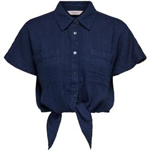 ONLY Women's Onlleoni Seersucker Cap Knot Shirt WVN, Vintage Indigo, S ONLY Women's Onlleoni Seersucker Cap Knot Shirt WVN, Vintage Indigo, S