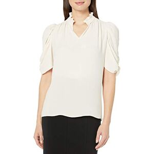 Lark & Ro Half Sleeve Ruffle Neck Woven Blouse Dress, Ivory, US M (EU M L) Lark & Ro Half Sleeve Ruffle Neck Woven Blouse Dress, Ivory, US M (EU M L)