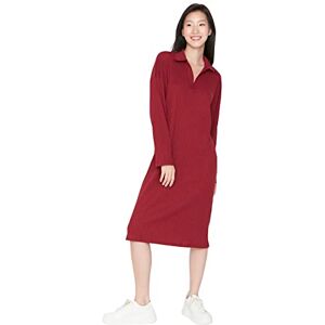Trendyol Woman Loungewear Regular Shirt Dress Polo Neck Knit Dress, Burgundy, XS Trendyol Woman Loungewear Regular Shirt Dress Polo Neck Knit Dress, Burgundy, XS
