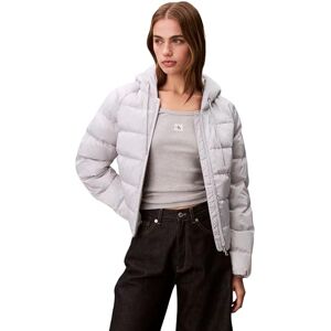 Calvin Klein Women's SATIN LIGHTWEIGHT SHORT LOGO PUF LV047E509G Jackets, GREY (Quiet Gray), S Calvin Klein Women's SATIN LIGHTWEIGHT SHORT LOGO PUF LV047E509G Jackets, GREY (Quiet Gray), S