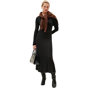 Tommy Hilfiger Women’s Ribbed Midi Fit & Flare Dress with Boat Neckline, Black (Black), M Tommy Hilfiger Women’s Ribbed Midi Fit & Flare Dress with Boat Neckline, Black (Black), M