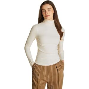 Tommy Hilfiger Women’s Slim Rib Knit Roll Neck Jumper, Beige (Calico), XL Tommy Hilfiger Women’s Slim Rib Knit Roll Neck Jumper, Beige (Calico), XL