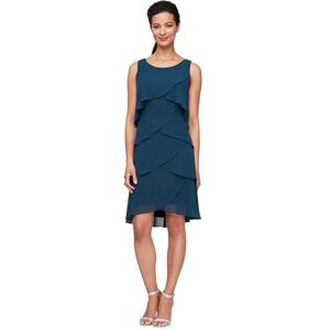S.L. Fashions Women's Sleeveless Chiffon Tiered Cocktail Dress Petite and Missy, Midteal, 22 S.L. Fashions Women's Sleeveless Chiffon Tiered Cocktail Dress Petite and Missy, Midteal, 22