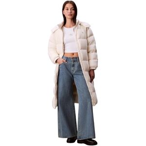Calvin Klein Women’s Essential Mid Weight Long Puffer Jacket with Hood, Off-White (Jet Stream), M Calvin Klein Women’s Essential Mid Weight Long Puffer Jacket with Hood, Off-White (Jet Stream), M