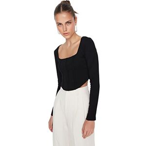 Trendyol Women Slim fit Asymmetrical Square Collar Knitted Blouse Schwarz Trendyol Women Slim fit Asymmetrical Square Collar Knitted Blouse Schwarz