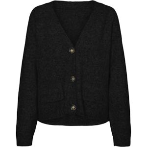 VERO MODA Womens Vmboom Ls V-Neck Button Noos Cardigan Sweater, Black, L UK VERO MODA Womens Vmboom Ls V-Neck Button Noos Cardigan Sweater, Black, L UK