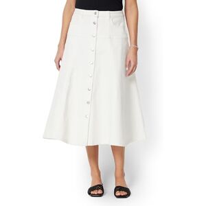 Amazon Essentials Women's A-Line High-Rise Denim Button-Down Midi Skirt, White, 20 Amazon Essentials Women's A-Line High-Rise Denim Button-Down Midi Skirt, White, 20