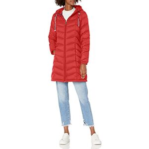Tommy Hilfiger Women's Long Down Puffer Jacket Down Coat, Chevron Packable Crimson, S Tommy Hilfiger Women's Long Down Puffer Jacket Down Coat, Chevron Packable Crimson, S