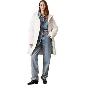 Calvin Klein Women’s Long Puffer Coat with Logo Belt, Off-White (Ivory), S Calvin Klein Women’s Long Puffer Coat with Logo Belt, Off-White (Ivory), S
