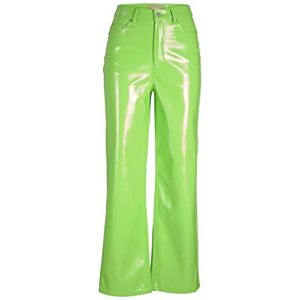 JJXX Women's Jxkenya Hw Straight Faux Leat Pants Noos Trousers, Green Flash/Detail: Shiny Long, L JJXX Women's Jxkenya Hw Straight Faux Leat Pants Noos Trousers, Green Flash/Detail: Shiny Long, L