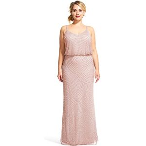 Adrianna Papell womens091866700 Women's Long Beaded Blouson Gown Sleeveless Dress Pink 14 Adrianna Papell womens091866700 Women's Long Beaded Blouson Gown Sleeveless Dress Pink 14