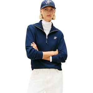 Tommy Hilfiger Women's TH SCRIPT HALF ZIP TERRY SWTSHRT WW0WW49470 Half Zip Sweatshirt, BLUE (Dark Night Navy), M Tommy Hilfiger Women's TH SCRIPT HALF ZIP TERRY SWTSHRT WW0WW49470 Half Zip Sweatshirt, BLUE (Dark Night Navy), M