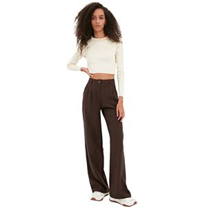 Trendyol Women Regular Waist Straight Leg Wide Leg Trousers Brown Trendyol Women Regular Waist Straight Leg Wide Leg Trousers Brown