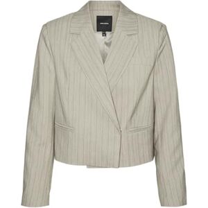 VERO MODA Women's Vmeli LS Cropped Herringbone Blazer, Silver Mink/Detail:Herringbone, 14 VERO MODA Women's Vmeli LS Cropped Herringbone Blazer, Silver Mink/Detail:Herringbone, 14