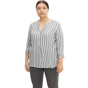 TOM TAILOR Ladies Blouse with Stripes 1024917, 21395 Offwhite Navy Vertical Stripe, 48 Plus TOM TAILOR Ladies Blouse with Stripes 1024917, 21395 Offwhite Navy Vertical Stripe, 48 Plus