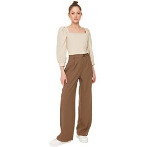 Trendyol FeMan Normal Waist Wide Leg Wide Leg Trousers Brown Trendyol FeMan Normal Waist Wide Leg Wide Leg Trousers Brown