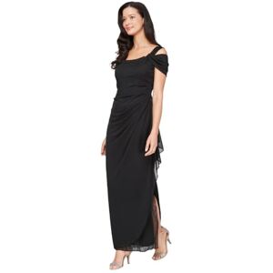 Alex Evenings Women's Long Cold Shoulder Dress (Petite and Regular Sizes) Special Occasion, Black, 8 Alex Evenings Women's Long Cold Shoulder Dress (Petite and Regular Sizes) Special Occasion, Black, 8