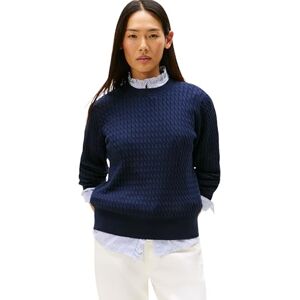 Tommy Hilfiger Women’s Fine Cable Knit Jumper, Blue (Dark Night Navy Gs Tipping), L Tommy Hilfiger Women’s Fine Cable Knit Jumper, Blue (Dark Night Navy Gs Tipping), L