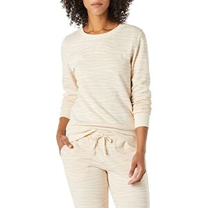 Amazon Essentials Women's French Terry Fleece Crewneck Sweatshirt (Available in Plus Size), Beige Zebra Stripe Print, Large Amazon Essentials Women's French Terry Fleece Crewneck Sweatshirt (Available in Plus Size), Beige Zebra Stripe Print, Large