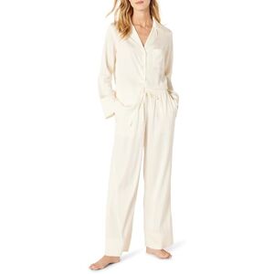 Amazon Essentials Women's Satin Pyjama Shirt and Bottoms Set, Ivory, S Amazon Essentials Women's Satin Pyjama Shirt and Bottoms Set, Ivory, S
