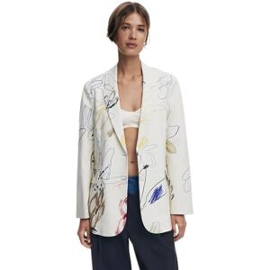 Desigual Arty Print White Regular Fit Blazer 25WWEW21 M Desigual Arty Print White Regular Fit Blazer 25WWEW21 M