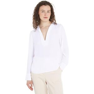 Tommy Hilfiger Women's Viscose Crepe V-Neck Blouse Ww0ww40529 Blouses, White (Th Optic White), 38 Tommy Hilfiger Women's Viscose Crepe V-Neck Blouse Ww0ww40529 Blouses, White (Th Optic White), 38
