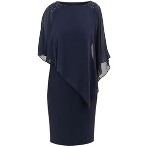 Gina Bacconi Women's Beaded Shoulder Chiffon Cape Dress Cocktail, Navy, 20 Gina Bacconi Women's Beaded Shoulder Chiffon Cape Dress Cocktail, Navy, 20