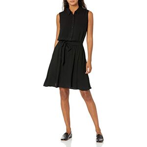 Amazon Essentials Women's Relaxed Fit Casual Sleeveless V-Neck Swing Shirt Dress, Black, XS Amazon Essentials Women's Relaxed Fit Casual Sleeveless V-Neck Swing Shirt Dress, Black, XS