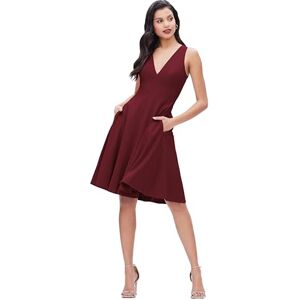 Dress the Population Women's Catalina Solid Sleeveless FIT & Flare MIDI Dress, Burgundy, XX-Large Dress the Population Women's Catalina Solid Sleeveless FIT & Flare MIDI Dress, Burgundy, XX-Large