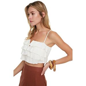 Trendyol Women Basic Regular Basic V Neck Woven Blouse White Trendyol Women Basic Regular Basic V Neck Woven Blouse White