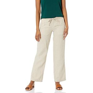 Amazon Essentials Women's Linen Blend Drawstring Relaxed-Fit Wide-Leg Trousers (Available in Plus Size), Ecru Stripes, M Amazon Essentials Women's Linen Blend Drawstring Relaxed-Fit Wide-Leg Trousers (Available in Plus Size), Ecru Stripes, M