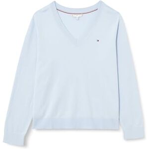 Tommy Hilfiger Women’s Jersey Stitch V-Neck Jumper, Blue (Breezy Blue), 24 Tommy Hilfiger Women’s Jersey Stitch V-Neck Jumper, Blue (Breezy Blue), 24