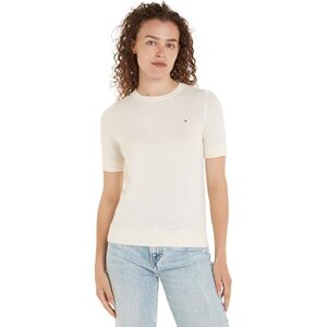 Tommy Hilfiger Women’s Short Sleeve Crew Neck Jumper, Off-White (Ivory Petal), S Tommy Hilfiger Women’s Short Sleeve Crew Neck Jumper, Off-White (Ivory Petal), S