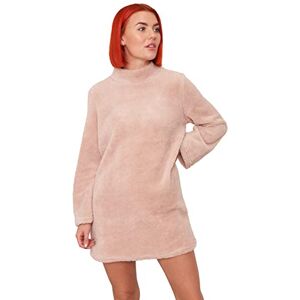 OHS High Neck Super Soft Teddy Fleece Dress Plush Stylish T-Shirt Long Sleeve Collar Casual Loungewear, Blush Pink Medium 10/12 OHS High Neck Super Soft Teddy Fleece Dress Plush Stylish T-Shirt Long Sleeve Collar Casual Loungewear, Blush Pink Medium 10/12