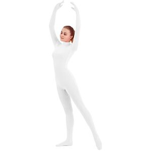 SUPRNOWA Full Body Unitard Turtleneck Spandex Footed/Footless Long Sleeve Unisex, White (Footed With Hands), Medium SUPRNOWA Full Body Unitard Turtleneck Spandex Footed/Footless Long Sleeve Unisex, White (Footed With Hands), Medium