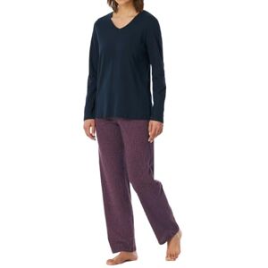 Uncover by Schiesser Women's Pyjama Set Shirt Long Sleeve V-Neck with Long Pyjama Bottoms Sleepwear, Midnight blue_182852, 16 Uncover by Schiesser Women's Pyjama Set Shirt Long Sleeve V-Neck with Long Pyjama Bottoms Sleepwear, Midnight blue_182852, 16