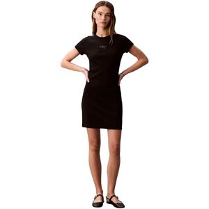 Calvin Klein Women's Ss Monologo Baby Rib Mini Dress LV047F241G Dresses, Black, L Calvin Klein Women's Ss Monologo Baby Rib Mini Dress LV047F241G Dresses, Black, L