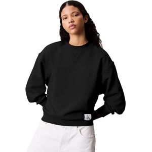 Calvin Klein Women’s Round Neck Badge Logo Terry Sweatshirt, Black (Black), L Calvin Klein Women’s Round Neck Badge Logo Terry Sweatshirt, Black (Black), L