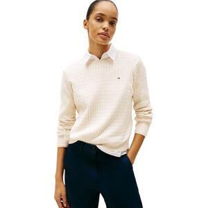 Tommy Hilfiger Women’s Fine Cable Knit Jumper, Beige (Heather Ivory Petal), XL Tommy Hilfiger Women’s Fine Cable Knit Jumper, Beige (Heather Ivory Petal), XL