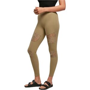 Urban Classics Women's Ladies Laces Inset Leggings, Khaki, XS Urban Classics Women's Ladies Laces Inset Leggings, Khaki, XS