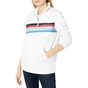 Amazon Essentials Women's Long-Sleeve Fleece Quarter-Zip Jumper (Available in Plus Sizes), Red White Placed Stripe, XS Amazon Essentials Women's Long-Sleeve Fleece Quarter-Zip Jumper (Available in Plus Sizes), Red White Placed Stripe, XS