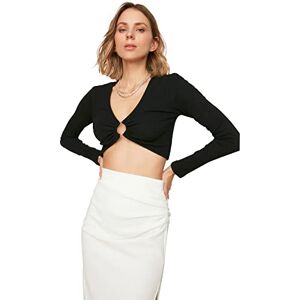 Trendyol FeMan Fitted Basic V Neck Knit Blouse Schwarz Trendyol FeMan Fitted Basic V Neck Knit Blouse Schwarz